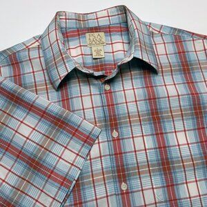 JoS. A. Bank Plaid Short Sleeve Button-Down Shirt – Large, Cotton Tencel Blend